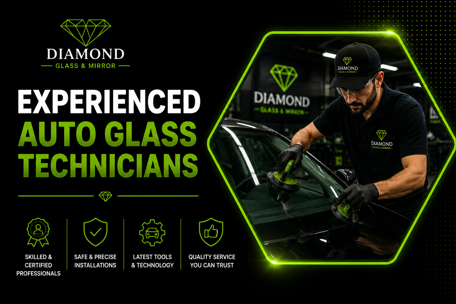 Experienced Auto Glass Technicians diamond glass uae dubai