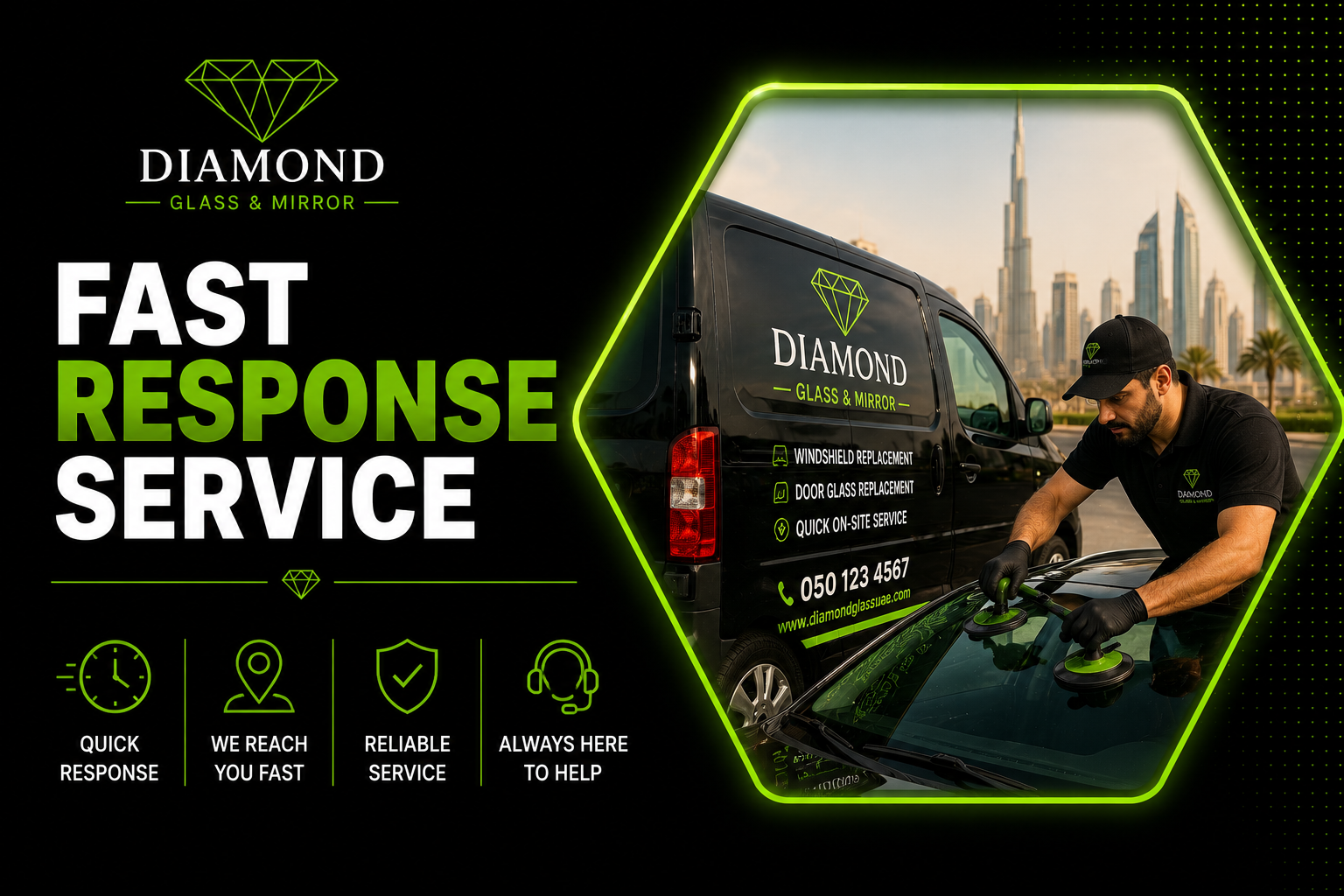 Fast Response Service diamond glass uae dubai sharja