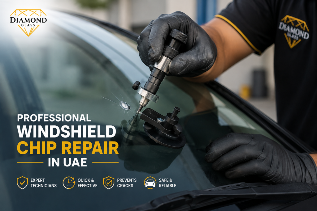 Professional windshield chip repair in UAE Diamond glass uae 